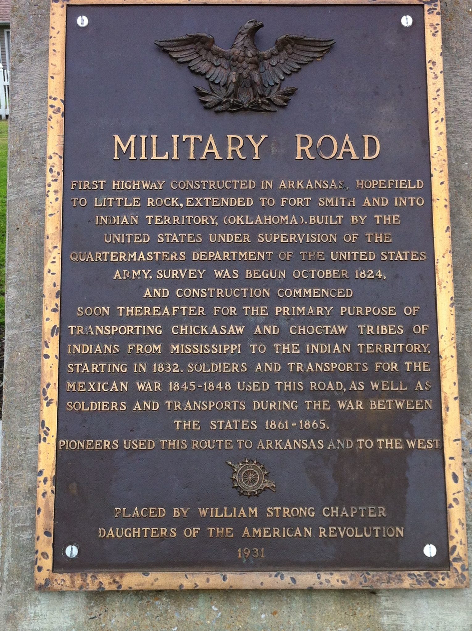 Historic Landmark Military Road Marker Broken Bow Oklahoma