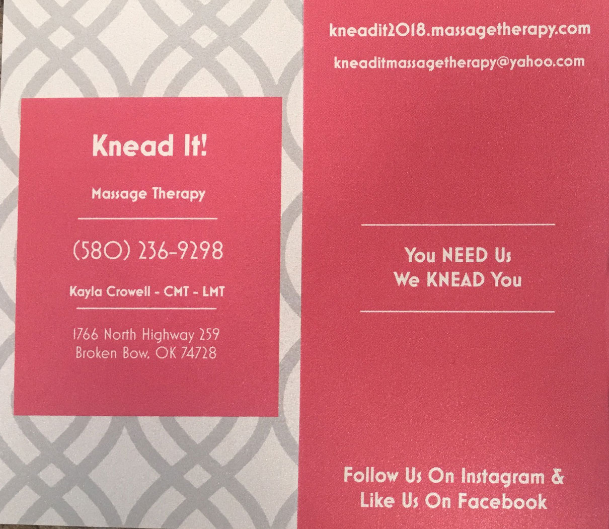 Knead It! Massage Therapy Broken Bow Oklahoma