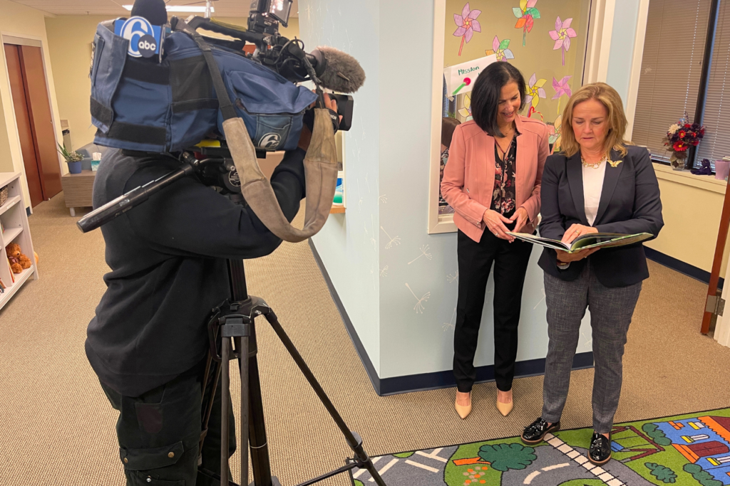 Photo of Abbie Newman and ABC News camera