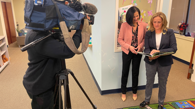 Photo of Abbie Newman and ABC News camera