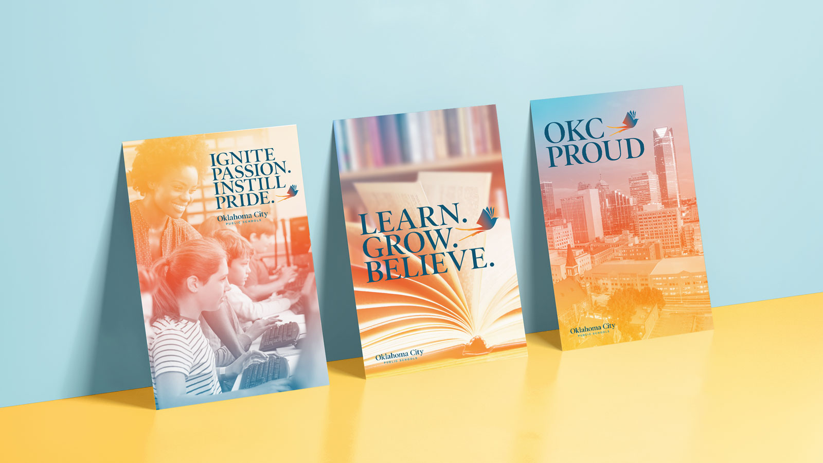 Oklahoma City Public Schools rebrand poster design mockups